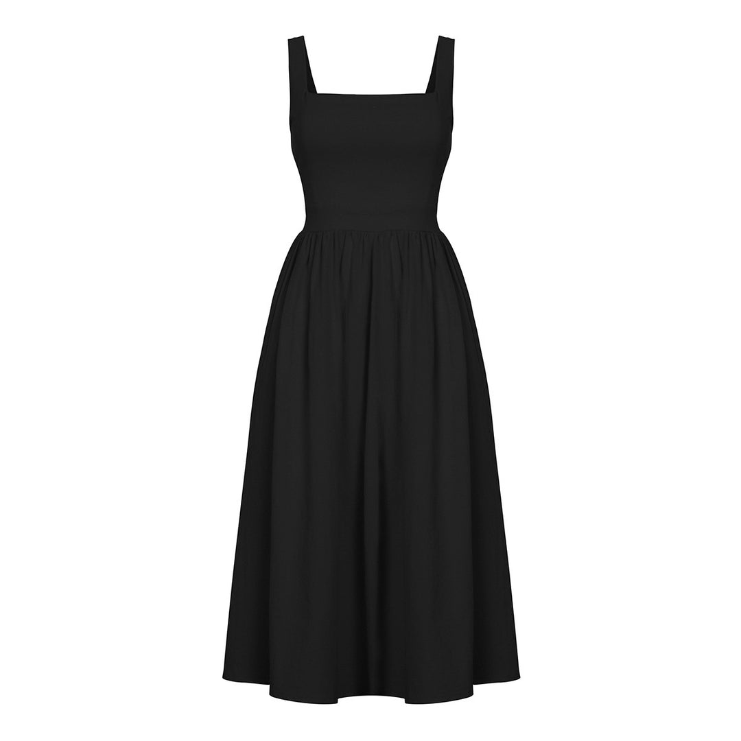 Simple Square Collar Strapless Back Dress Image 7