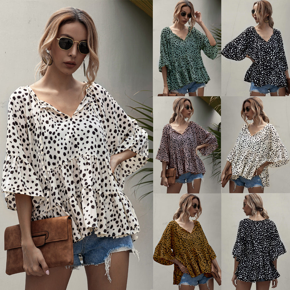 Womens V-Neck Little Loose Blouse Image 1