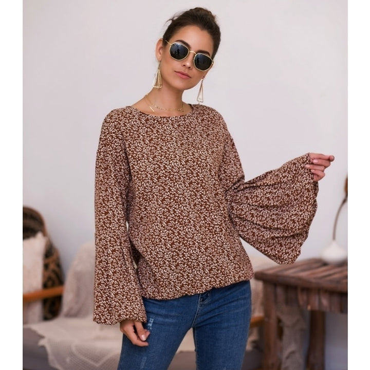 Large Puff Sleeve Floral Print Top Image 6