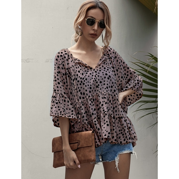 Womens V-Neck Little Loose Blouse Image 4