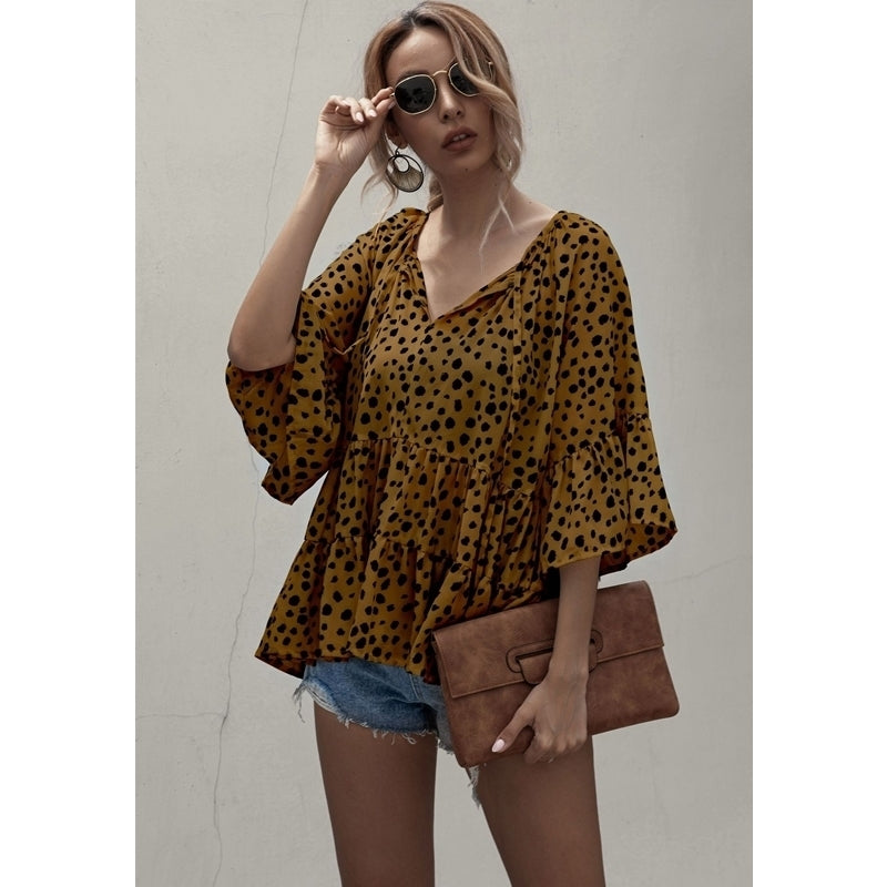 Womens V-Neck Little Loose Blouse Image 6