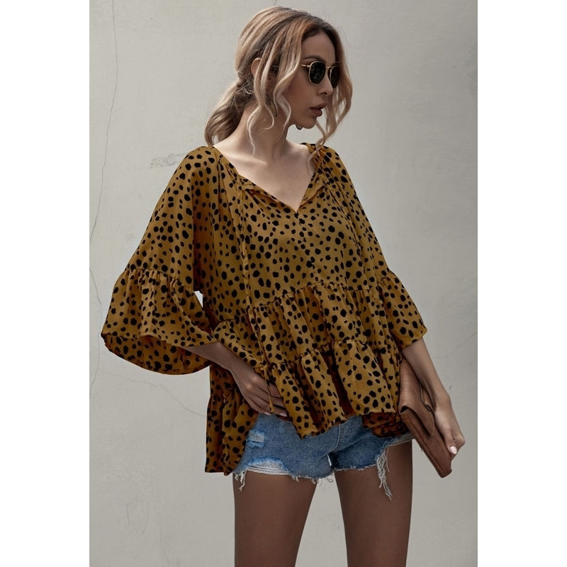 Womens V-Neck Little Loose Blouse Image 8