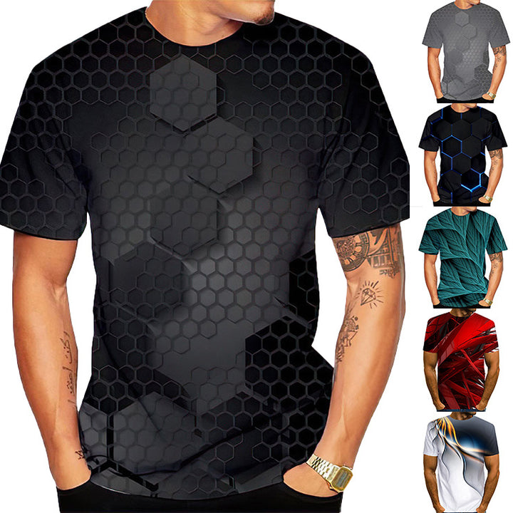 Mens 3D Camouflage Printed Casual Sports T-Shirt Image 1