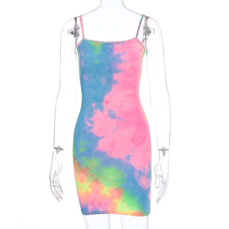 Womens Tie-Dye Suspender Dress (S-XL) Image 3