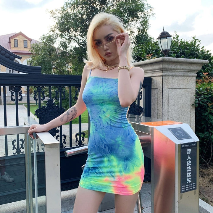 Womens Tie-Dye Suspender Dress (S-XL) Image 11