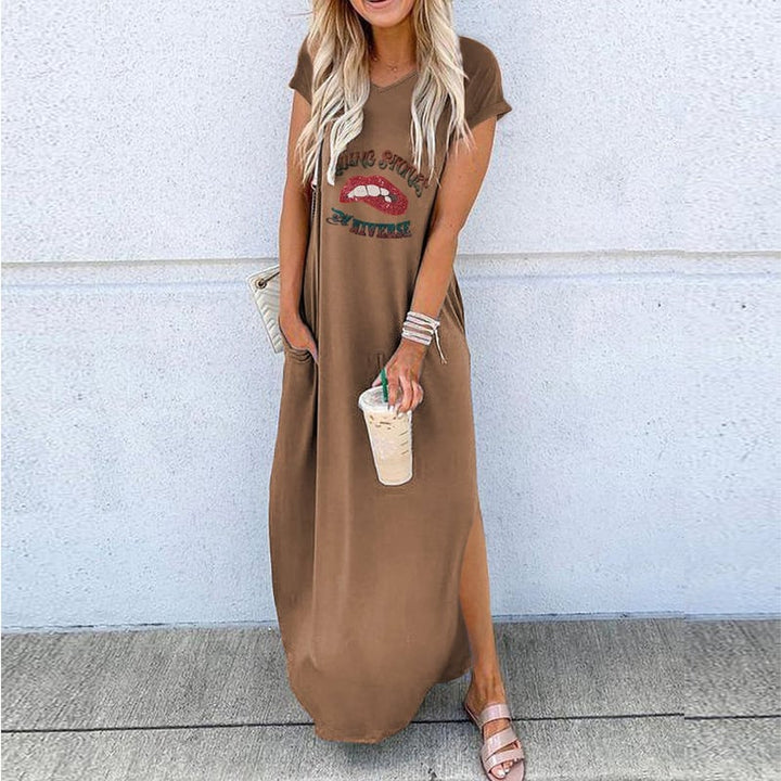 Short Sleeve Loose Long Dress Female 5 Colors Image 1