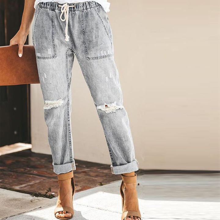 Fashion Straight Leg Womens Ripped Jeans Image 3