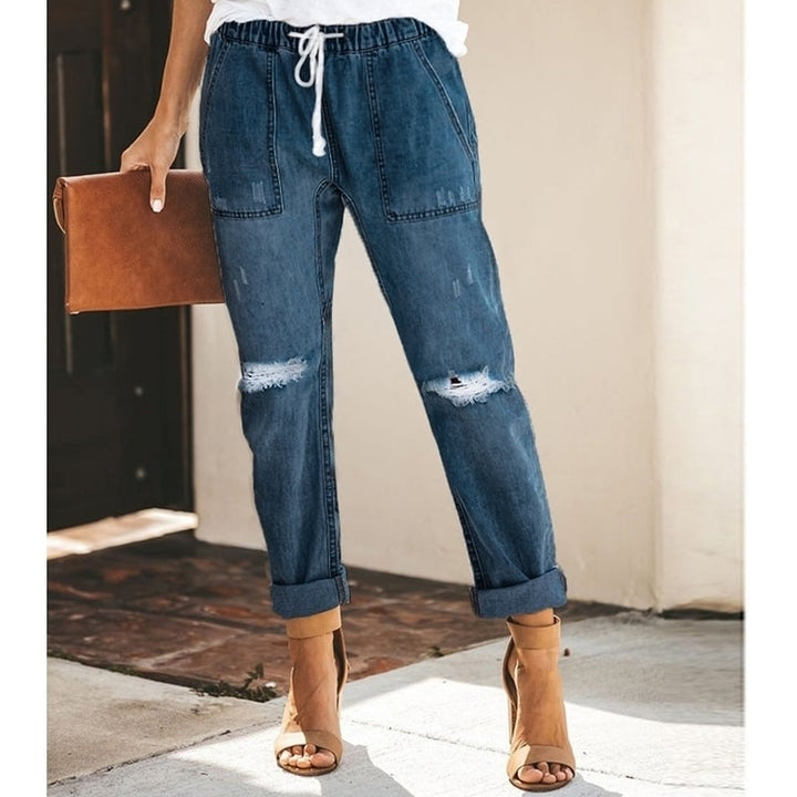 Fashion Straight Leg Womens Ripped Jeans Image 6