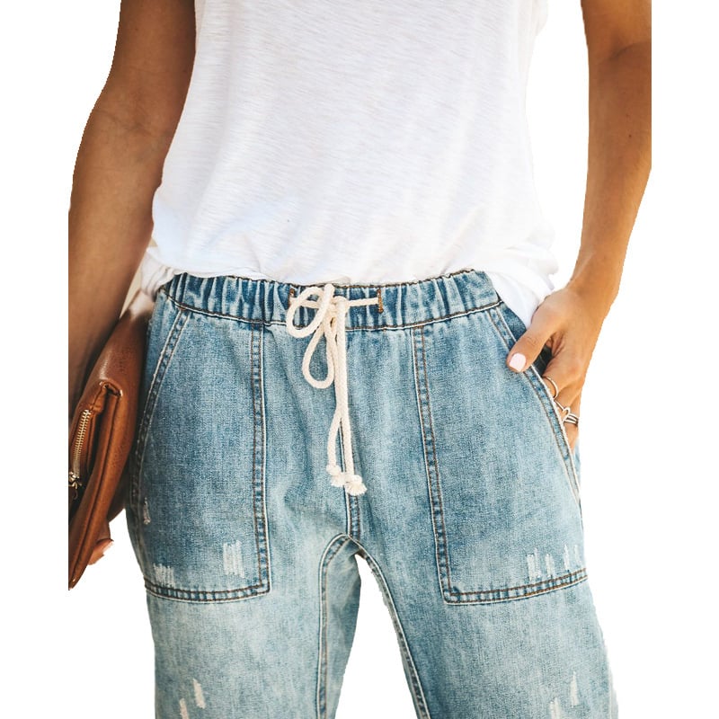 Fashion Straight Leg Womens Ripped Jeans Image 8