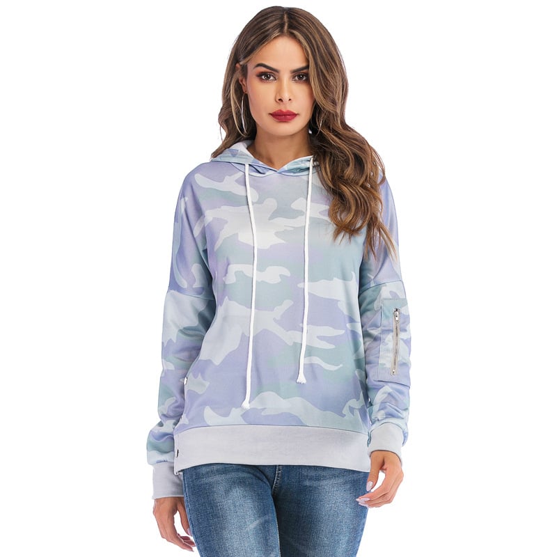 Camouflage Hooded Long Sleeve Sweater Image 3