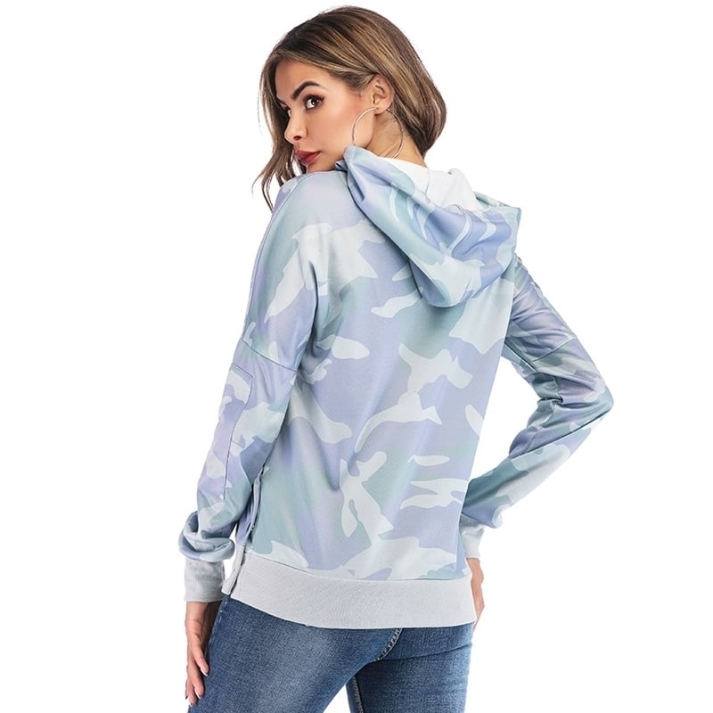 Camouflage Hooded Long Sleeve Sweater Image 7