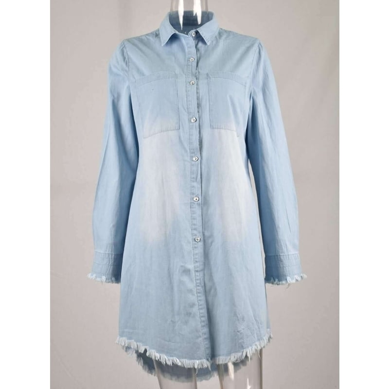 Womens Denim Dress Shirt 4 Colors 8 Yards Image 7