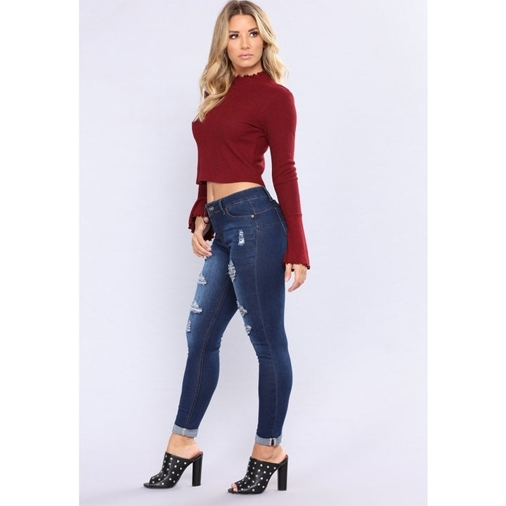 2 Color Slim Fit Raised Womens Jeans Image 6