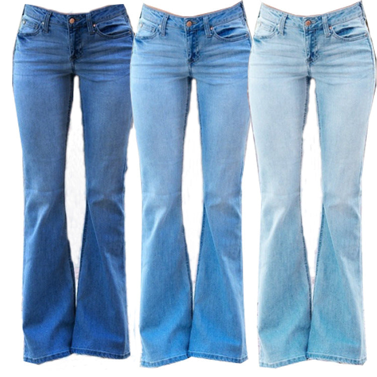 Womens Slim Flared Denim Pants 3 Colors Image 1