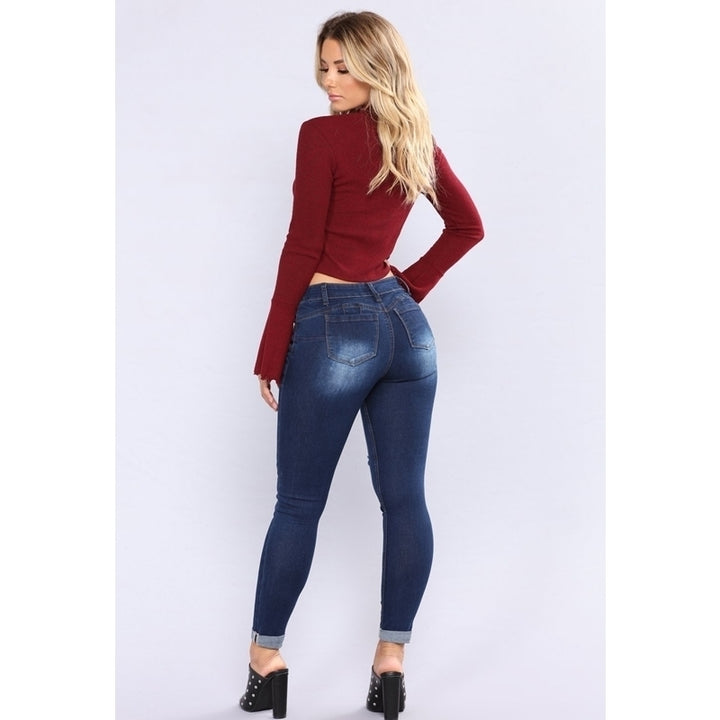 2 Color Slim Fit Raised Womens Jeans Image 7