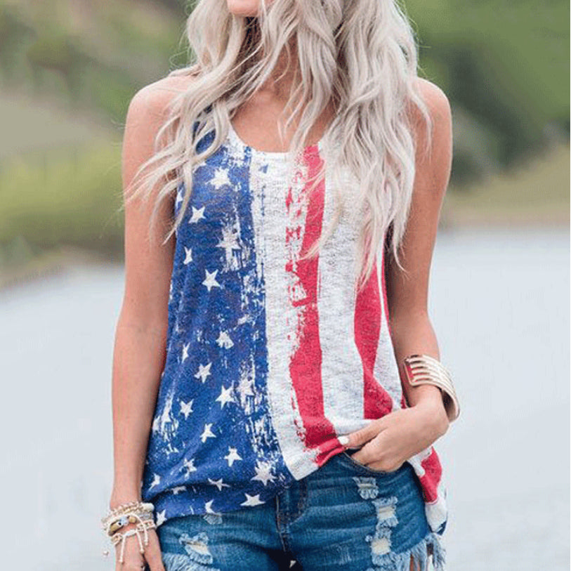 Womens Flag Printed Round Neck T-Shirt Image 3