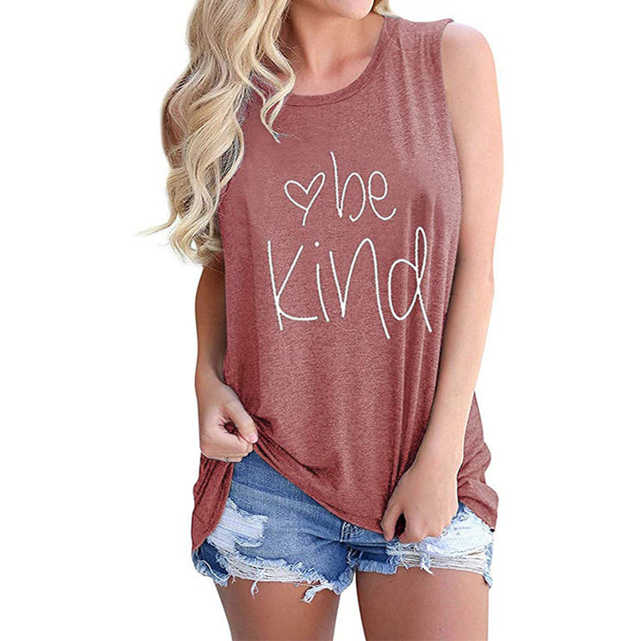 Ladies Vest Be Kind Letter Casual Sleeveless T-Shirt Image 8