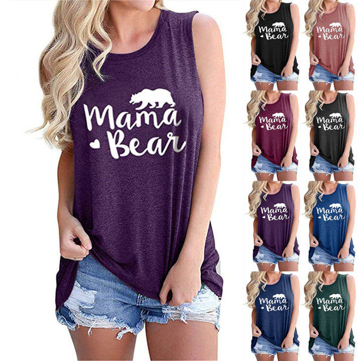 MAMA BEAR Letter Print Casual T-shirt Lady Image 1