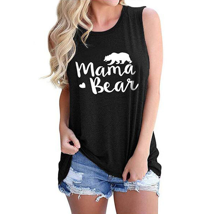 MAMA BEAR Letter Print Casual T-shirt Lady Image 3