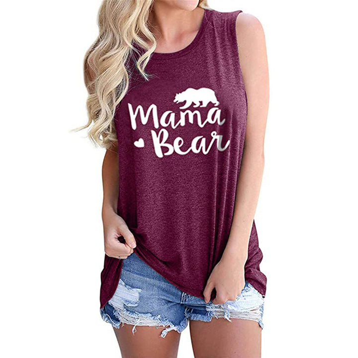 MAMA BEAR Letter Print Casual T-shirt Lady Image 4