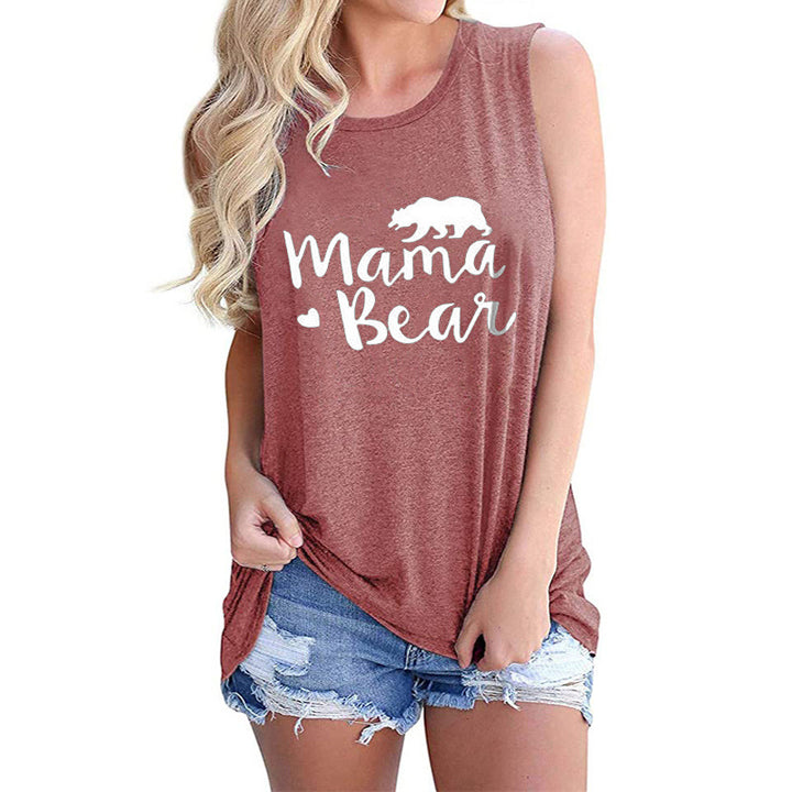 MAMA BEAR Letter Print Casual T-shirt Lady Image 6