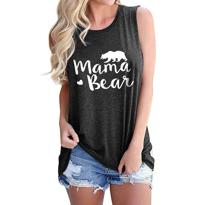 MAMA BEAR Letter Print Casual T-shirt Lady Image 7