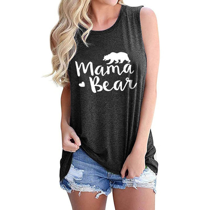 MAMA BEAR Letter Print Casual T-shirt Lady Image 1