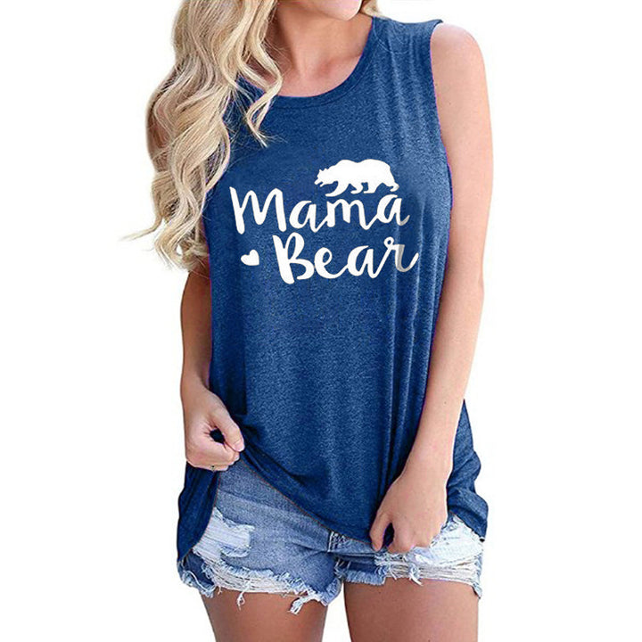 MAMA BEAR Letter Print Casual T-shirt Lady Image 8