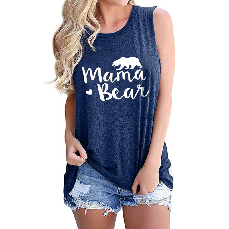 MAMA BEAR Letter Print Casual T-shirt Lady Image 10