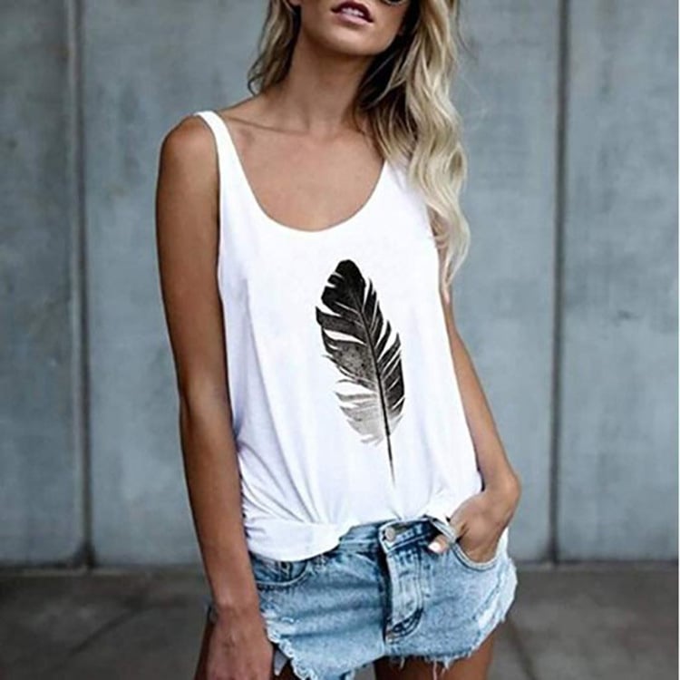 Feather Print Womens Vest Image 1