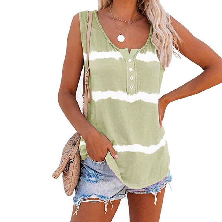 Tie-Dye Button Down Vest T-Shirt Women Image 3