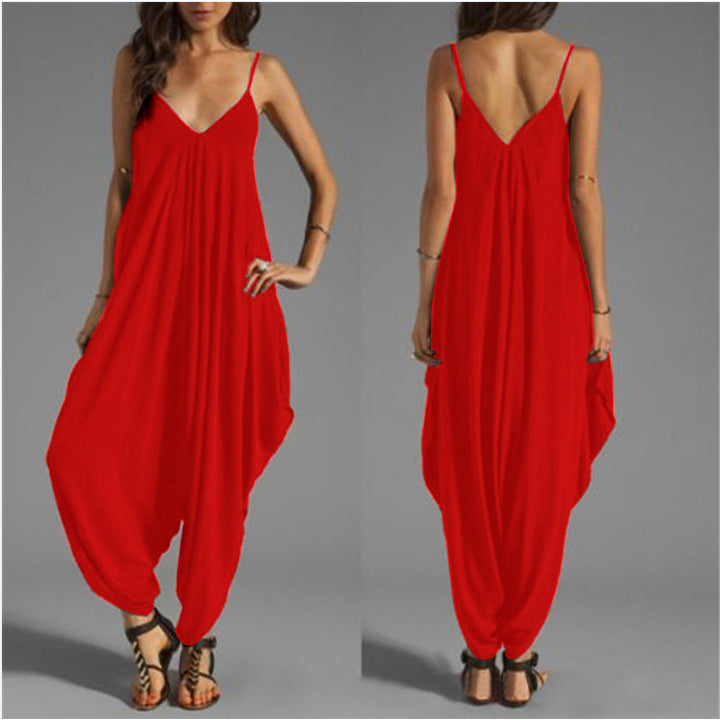 Sling Wide Loose Jumpsuit Beach Leisure Image 3