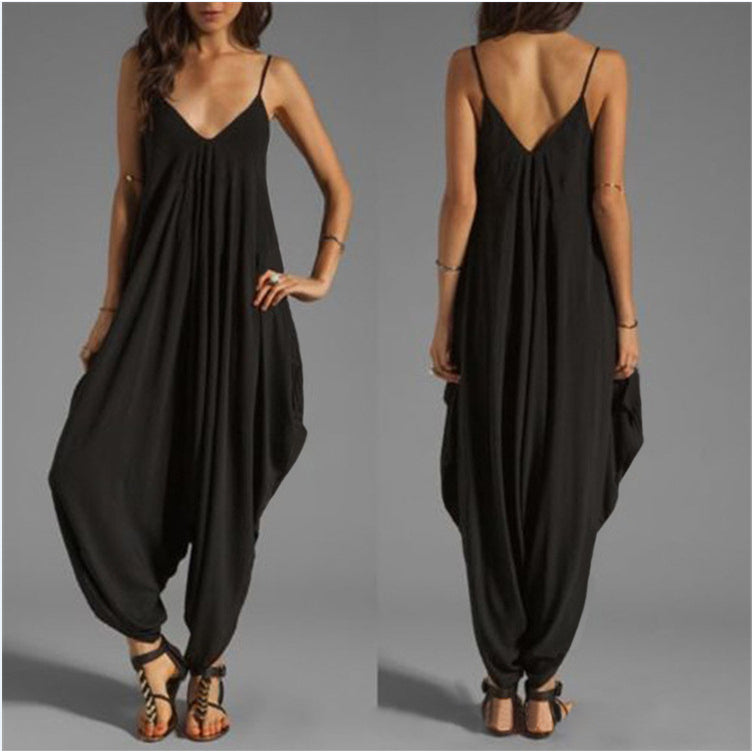 Sling Wide Loose Jumpsuit Beach Leisure Image 4