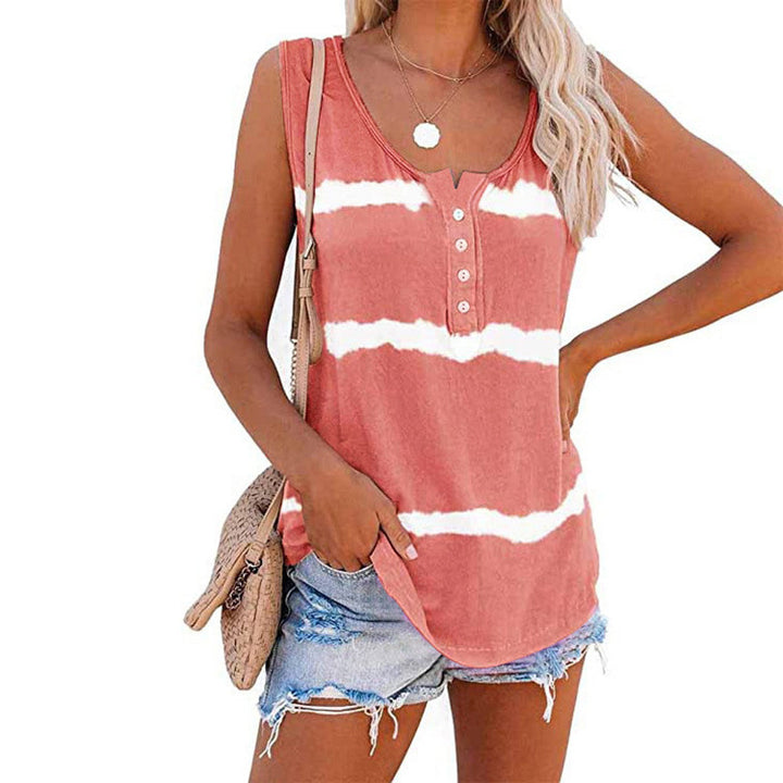 Tie-Dye Button Down Vest T-Shirt Women Image 6