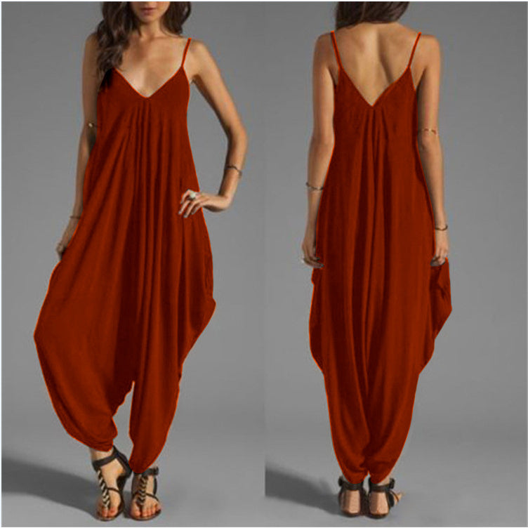 Sling Wide Loose Jumpsuit Beach Leisure Image 6