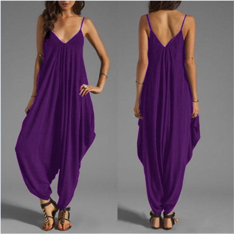 Sling Wide Loose Jumpsuit Beach Leisure Image 7