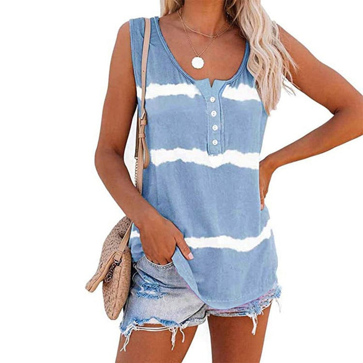 Tie-Dye Button Down Vest T-Shirt Women Image 8