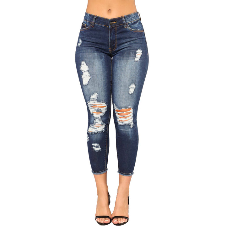 Shredded Womens Skinny Hip Jeans Image 4