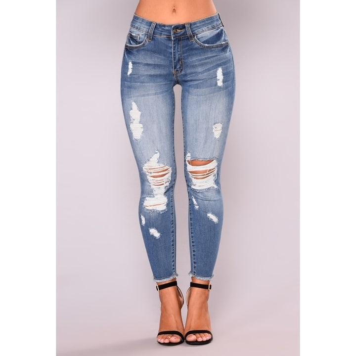 Shredded Womens Skinny Hip Jeans Image 6