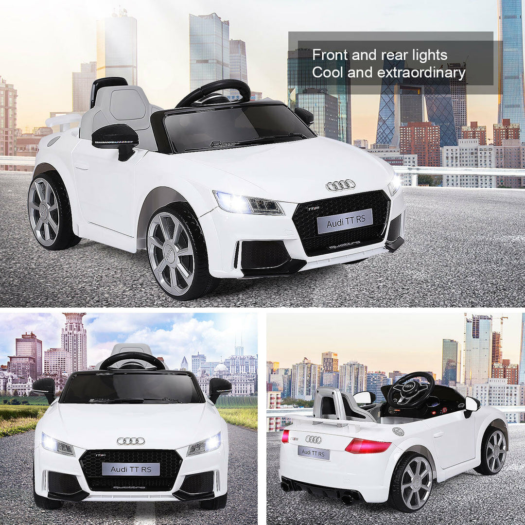 Costway White 12V Audi TT RS Electric Kids Ride On Car Licensed Remote Control MP3 Image 3