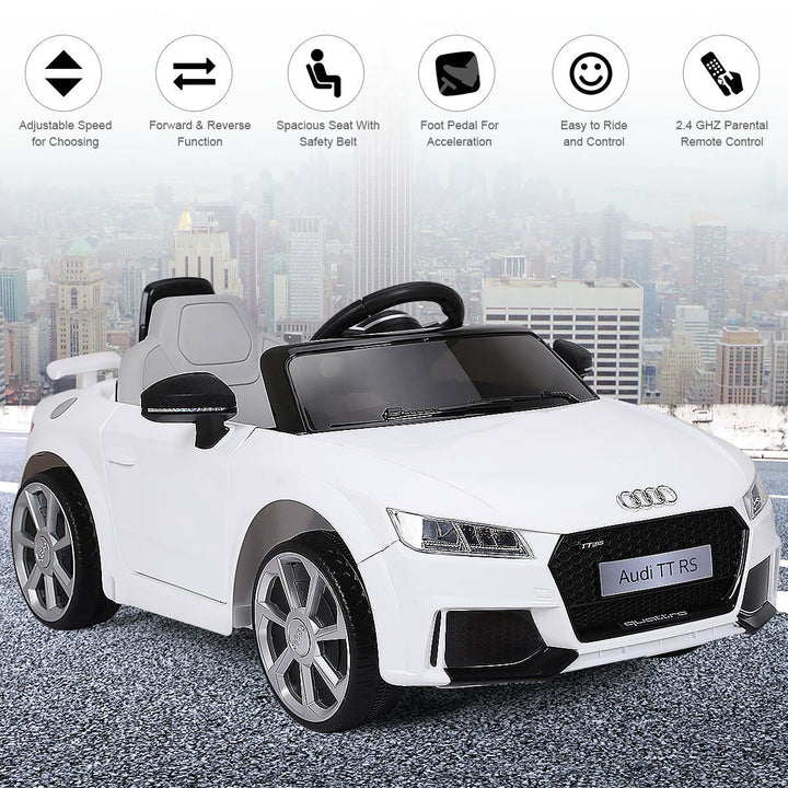 Costway White 12V Audi TT RS Electric Kids Ride On Car Licensed Remote Control MP3 Image 4