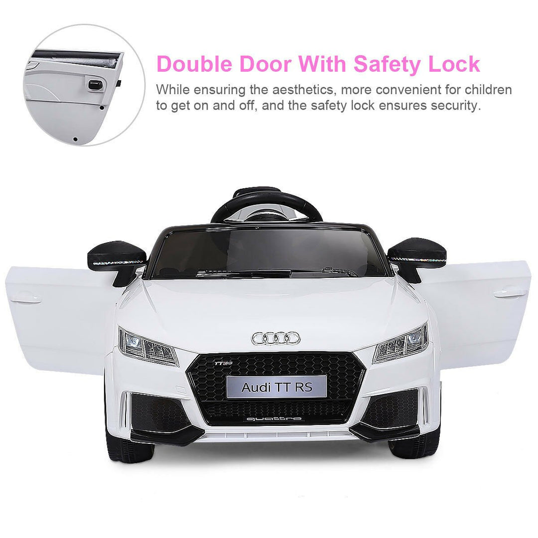 Costway White 12V Audi TT RS Electric Kids Ride On Car Licensed Remote Control MP3 Image 6