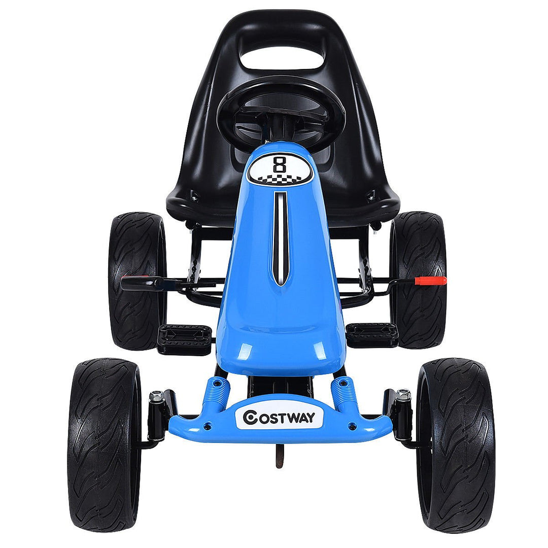 Costway Xmas Gift Go Kart Kids Ride On Car Pedal Powered Car 4 Wheel Racer Toy Stealth Outdoor Blue Image 2