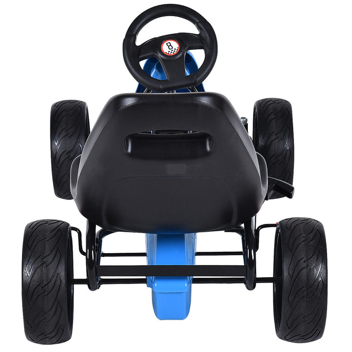 Costway Xmas Gift Go Kart Kids Ride On Car Pedal Powered Car 4 Wheel Racer Toy Stealth Outdoor Blue Image 4