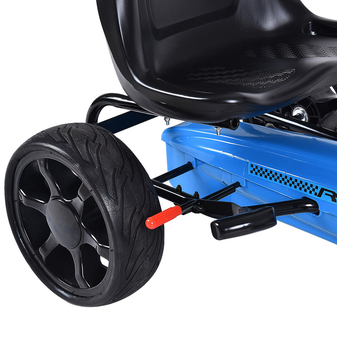 Costway Xmas Gift Go Kart Kids Ride On Car Pedal Powered Car 4 Wheel Racer Toy Stealth Outdoor Blue Image 6