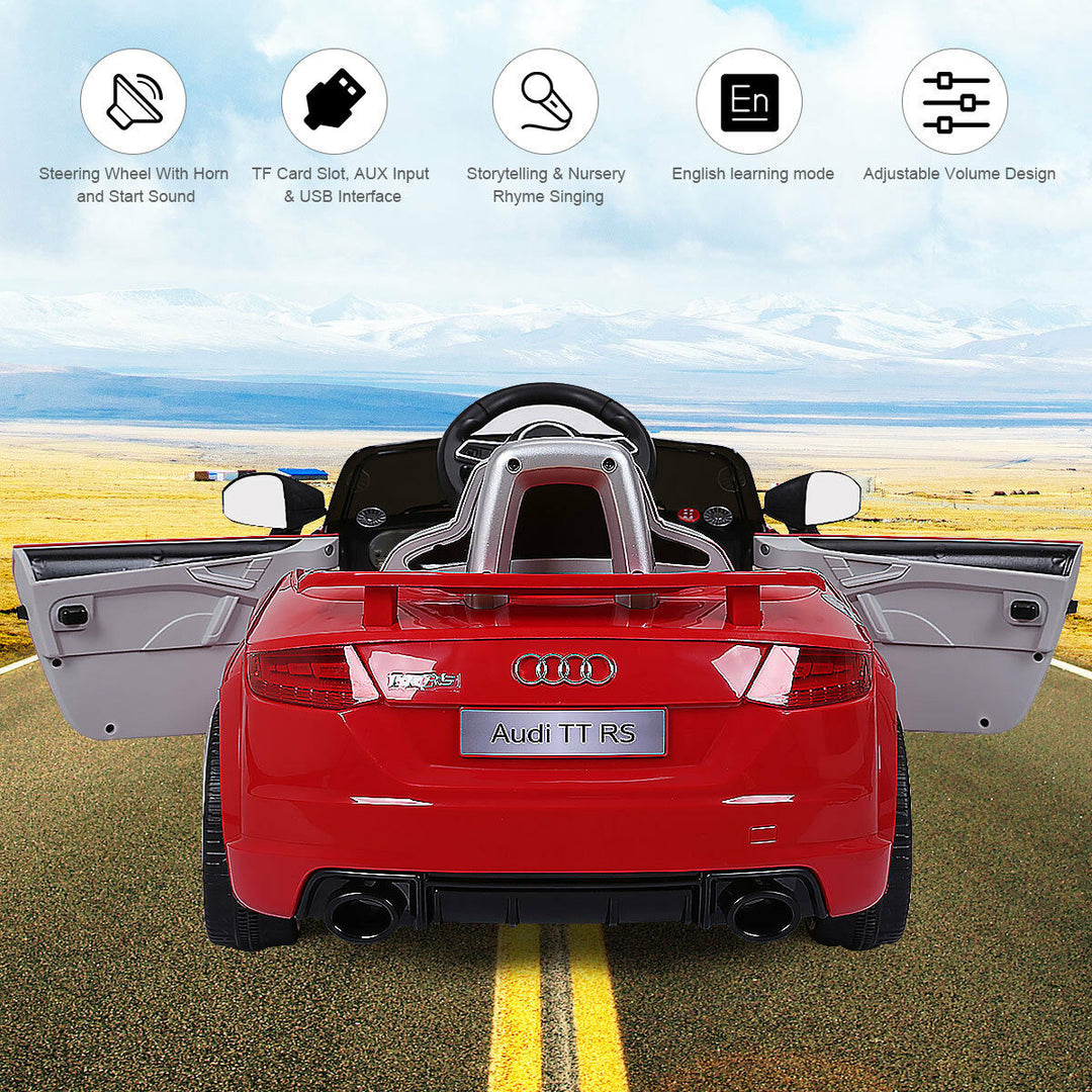 Costway Red 12V Audi TT RS Electric Kids Ride On Car Licensed Remote Control MP3 Image 6