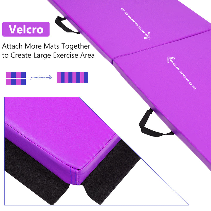 6x 2Gymnastics Yoga Mat Thick Two Folding Panel Gym Purple Image 8