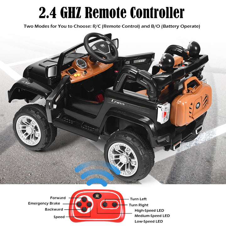 12V MP3 Kids Ride On Truck Car RC Remote Control w/ LED Lights MusicBlack Image 7