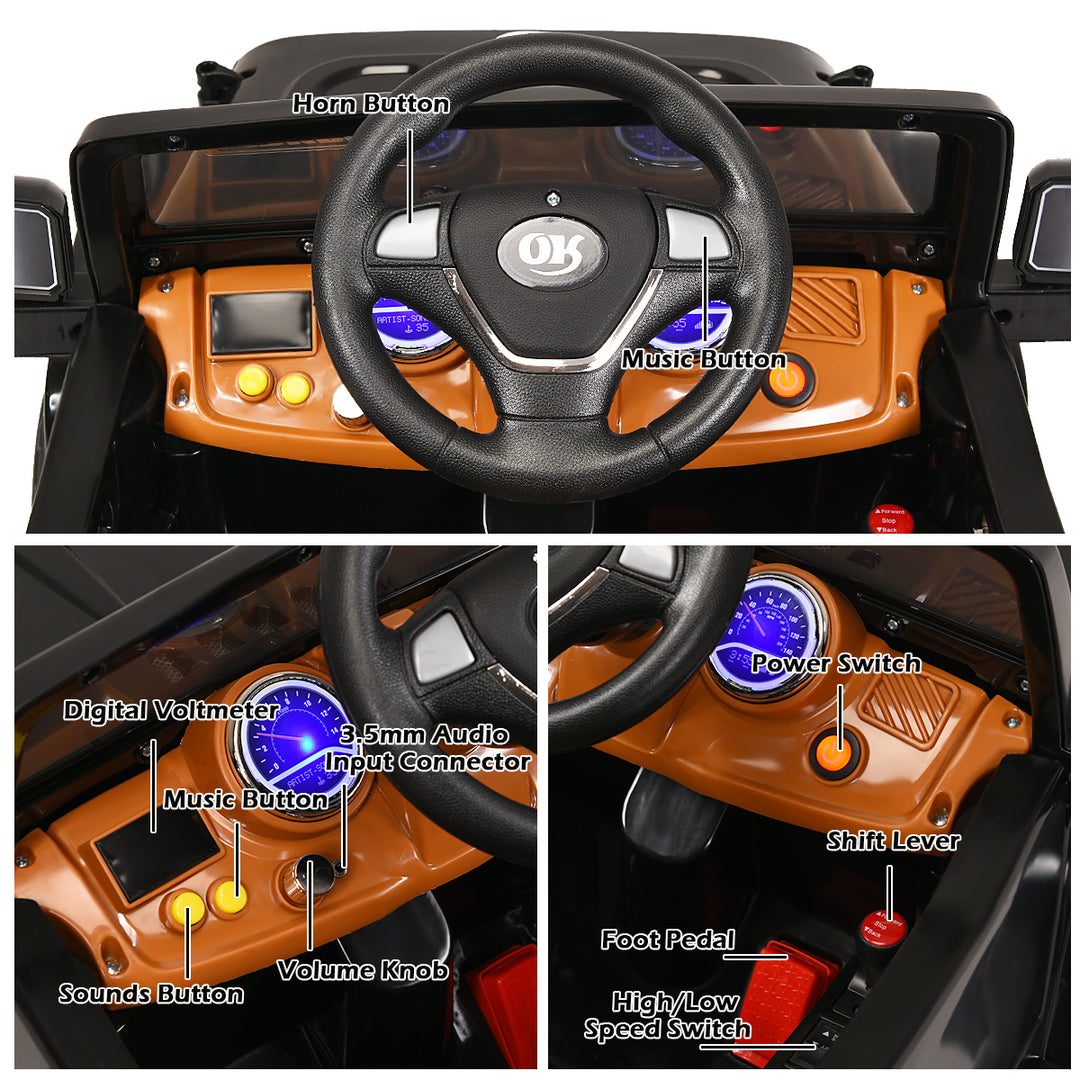12V MP3 Kids Ride On Truck Car RC Remote Control w/ LED Lights MusicBlack Image 9