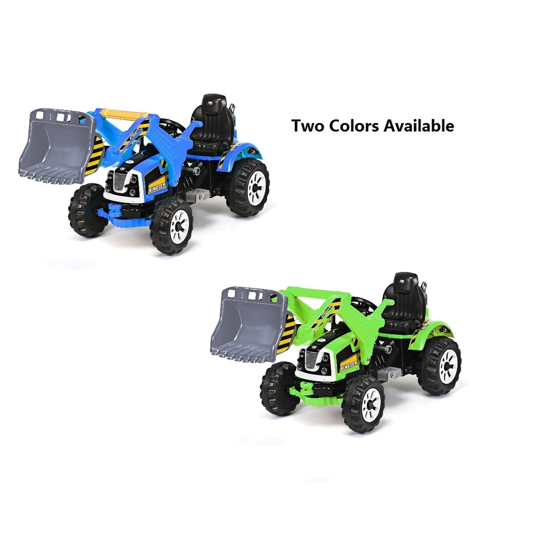 Kids Ride On Excavator Truck 12V Battery Powered Front Loader Digger BlueGreen Image 4